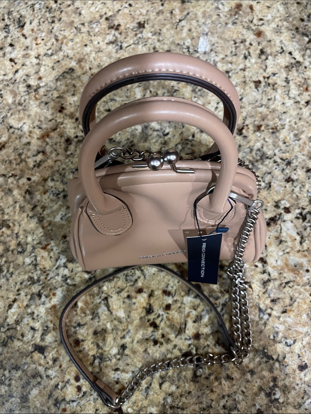 French Connection Mini Top-Handle Satchel in Beige